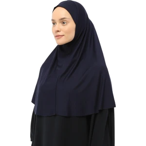 Hazır Türban Peçeli Pratik Eşarp Tesettür Nikaplı Hijab - Namaz Örtüsü Sufle (Xl) - Lacivert