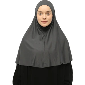 Hazır Türban Peçeli Pratik Eşarp Tesettür Nikaplı Hijab - Namaz Örtüsü Sufle (Xl) - Füme