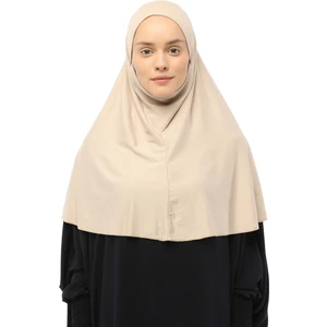 Hazır Türban Peçeli Pratik Eşarp Tesettür Nikaplı Hijab - Namaz Örtüsü Sufle (Xl) -Kum Beji