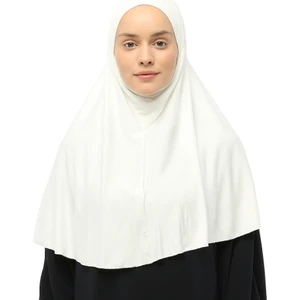 Hazır Türban Peçeli Pratik Eşarp Tesettür Nikaplı Hijab - Namaz Örtüsü Sufle (Xl) - Ekru