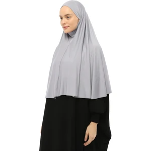 Al-Tobeh Hazır Türban Peçeli Pratik Eşarp Tesettür Nikaplı Hijab - Namaz Örtüsü Sufle (Xl) - Gri