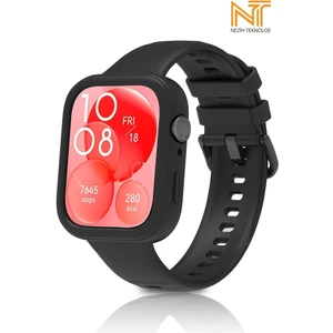 Huawei Watch Fit 3 Uyumlu Yumuşak Renkli Silikon Kasa Koruyucu + Jel Silikon Kordon (Set)