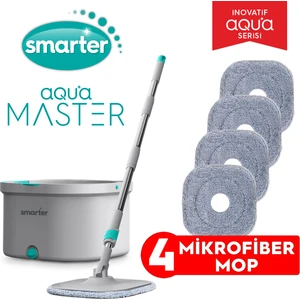 Aqua Master 4 Adet Mikrofiber Mop Temiz&kirli Suyu Ayırma Özelliği Otomatik Temizlik Seti Paspas