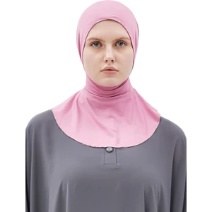Kadın Tesettür Pratik Boyunluklu Hijab - Sporcu Bone - Koyu Pembe