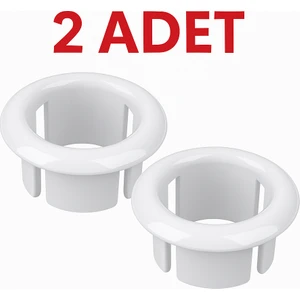 2 Adet Beyaz Lavabo Taşma Yüzüğü | Evye Taşma Deliği Kapağı | Plastik Gider Aksesuarı Uyumlu