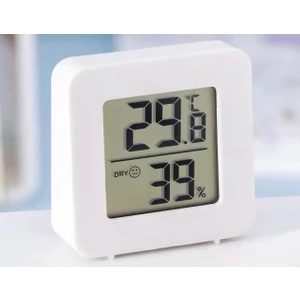 Mini LCD Dijital Sıcaklık Nem Ölçer Termometre Higrometre - Duvara Takılabilir Beyaz