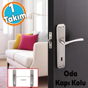 Oda Kapı Kolu 1 Takım Nikel Inox Aynalı Sağa Sola Uygun Iç Dış Ahşap Pvc Metal Çelik Kapısı Tutamağı