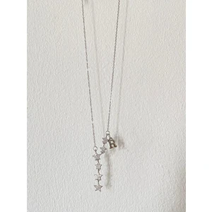 Kayan Yıldız R Harfli Çelik Kolye