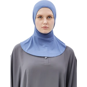 Kadın Tesettür Pratik Boyunluklu Hijab - Sporcu Bone - Mavi