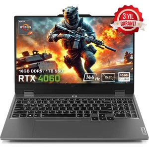 LOQ 15ARP9 83JC00FKTRv4 AMD Ryzen 7-7435HS 16GB DDR5 1TB SSD RTX4060 8GB 15.6 inç 144Hz Full HD FreeDos Gaming Laptop