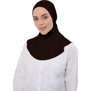 Kadın Tesettür Pratik Boyunluklu Hijab - Sporcu Bone - Koyu Kahverengi