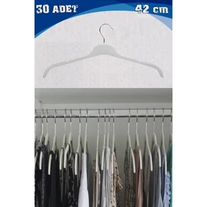 Kame Plastik 42 cm Beyaz Elbise Gömlek Bluz Tunik T-Shirt Askısı Ec Serisi Çift Taraf Dolgulu 20 Adet