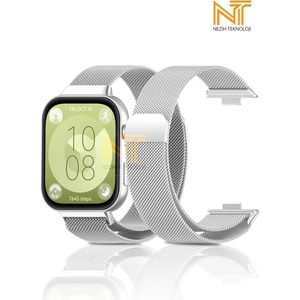 Nezih Case Huawei Watch Fit 3 / Fit 4 / Fit 4 Pro Uyumlu Milano Hasır Örgü Metal Magnet Pratik Kordon