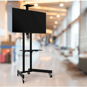 Alpın TV Fuar Standı iş Yeri ve Ofis Tipi Video Kamera Askı Aparatlı Metal Ayaklı Tekerlekli TV Standı/ünitesi 40" inç-75" inç