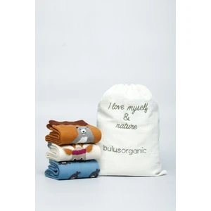 Buluş Organic 3'lü Erkek Çocuk Soket Hayvanlı Çorap