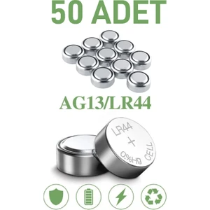 50 Adet AG13/LR44/357A Düğme Saat Pil Oyuncak Pili Alkalin