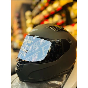 Fazer Siyah Vizör Solid Matt Black Full Face Güneş Vizörlü Motosiklet Kaskı