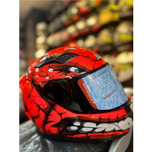 Fazer Siyah Vizör Fantastic Red Shinny Full Face Güneş Vizörlü Motosiklet Kaskı