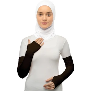 Parmak Geçmeli Penye Tesettür Kolluk Koyu Kahverengi