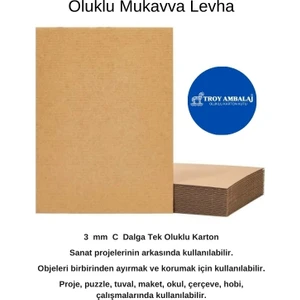 50X100CM Oluklu Mukavva (20ADET) 3mm Karton (Proje-Puzzle-Tuval-Maket-Okul-Hobi-Çerçeve Kartonu)