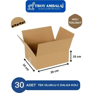 20X10X15 Tek Oluklu Kutu C Dalga (30 Adet) Taşıma Taşınma Kolisi Boş Karton