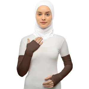 Parmak Geçmeli Penye Tesettür Kolluk Koyu Vizon