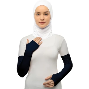 Kesik Parmak Geçmeli Penye Tesettür Kolluk - Lacivert