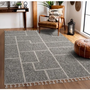 Effect EF008A Antrasit Halı Geometrik Antialerjik Jüt Taban Salon Yatak Odası Mutfak Koridor Halısı