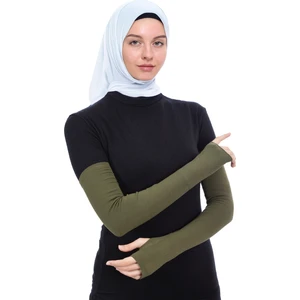 Parmak Geçmeli Penye Tesettür Kolluk Haki