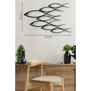 Metalium Concept Balık Sürüsü Dekoratif Siyah Metal Duvar Tablosu 60X37CM [2340-60x37]