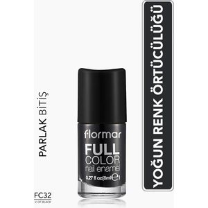 Full Color Ultra Yüksek Pigmentli & Parlak Bitişli Oje (FC32 V. Of Black) 8682536065344