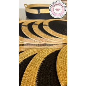 Double Knot Design 13 Prç Amerikan Servis Seti Supla Hediyelik Hasır Jüt Tress Yemek Masası Davet