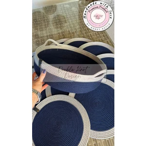 Double Knot Design 13 Prç Amerikan Servis Seti Supla Hediyelik Hasır Jüt Tress Yemek Masası Davet