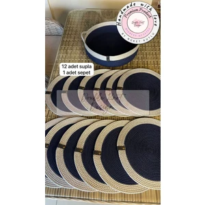 Double Knot Design 13 Prç Amerikan Servis Seti Supla Hediyelik Hasır Jüt Tress Yemek Masası Davet