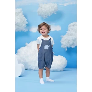Fil Nakış Detaylı Erkek Bebek Salopet Set