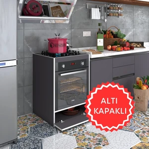Kenzlife ankastre modülü kabini berilyum gri fırın ocak dolabı kapaklı