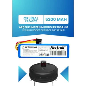 Arçelik Imperium Robo Rs 9034 Hm Uyumlu Batarya (Standart Kapasite) 5200mah Robot Süpürge Bataryası