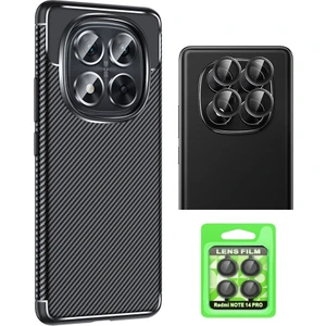Xiaomi Redmi Note 14 Pro 5g Kılıf Auto Focus Karbon Tasarım Zore Negro Silikon Kapak + Kamera Lens Koruyucu