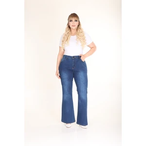E Collection Ispanyol Paça Likralı Büyük Beden Jeans Pantolon