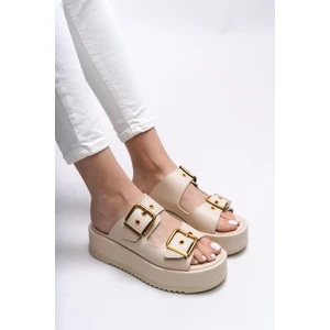 Kadın Çift Tokalı Terlik Düz Taban Konforlu Kullanım İçin Şık Tasarım  001278