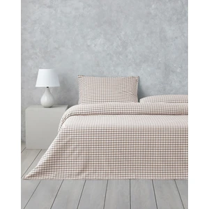 Clouded Grid Ipliği Boyalı Tek Kişilik Nevresim Takımı 160X220 cm Bej