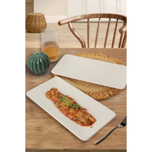 Mat Krem Siera Kayık Tabak 33 cm 2 Adet 950