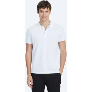 Beyaz Düz Polo Yaka %100 Pamuk T-Shirt