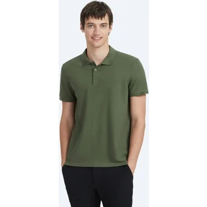 Haki Düz Polo Yaka %100 Pamuk T-Shirt