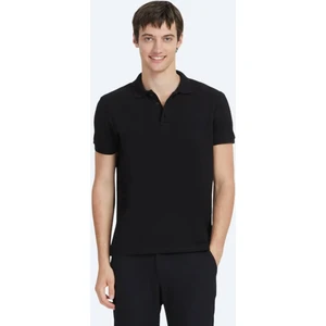 Siyah Düz Polo Yaka %100 Pamuk T-Shirt