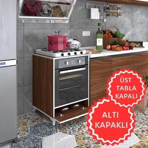 Kenzlife ankastre modülü kabini krom cvz fırın ocak dolabı kapaklı ayaklı sabit tabla