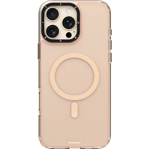 iPhone 16 Pro Max Kılıf M-Safe Şarj Özellikli Parlak Cam Yüzey Youngkit Gemstone Clear Serisi Gold