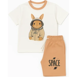 Erkek Çocuk Uzaylı Tavşan Desenli Şortlu Pijama Takımı
