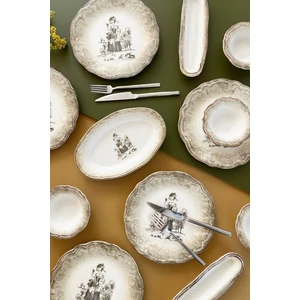 Porselen Ella Kahvaltı ve Ikram Takımı 6 Kişilik 14 Parça