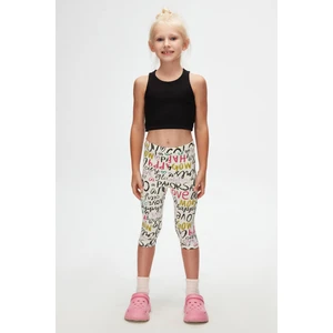 Ekru Glasgow Kız Çocuk Desenli Diz Altı Tayt Kapri